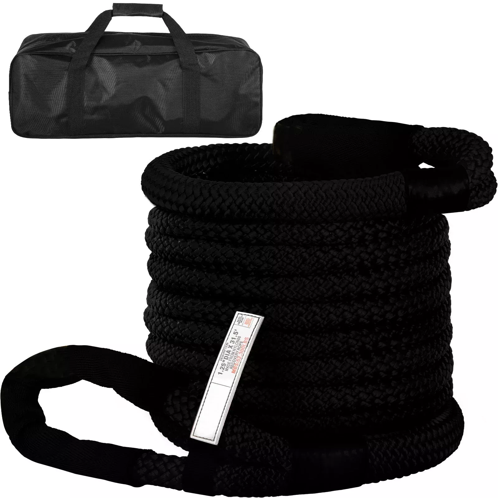 1.4" x 31.5' Heavy Duty Double Recovery Rope – 52,300 lbs Kinetic Tow Rope 523467