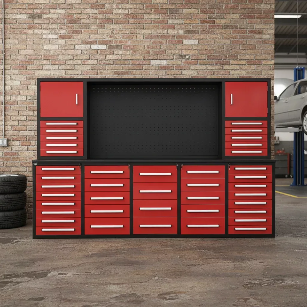 10 FT Heavy-Duty Modular Tool Bench & Cabinet System with 30–40 Lockable Drawers Workbench