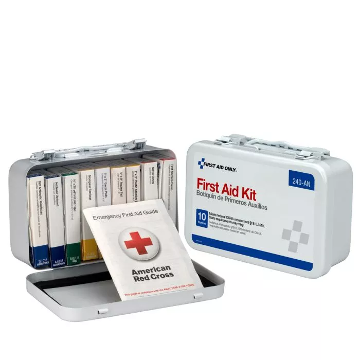 10 Man First Aid Kit, Metal Case; 240-AN