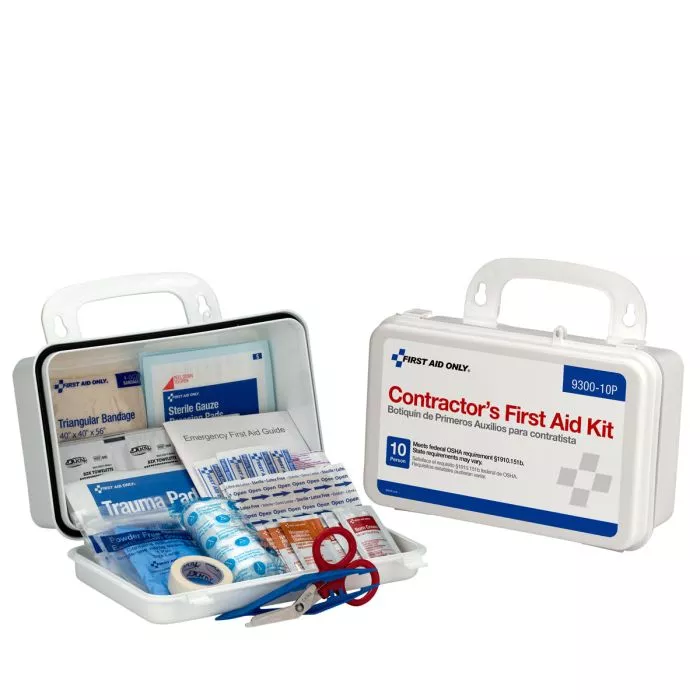 10 Person OHSA Contractor First Aid Kit, Plastic Case; 9300-10P
