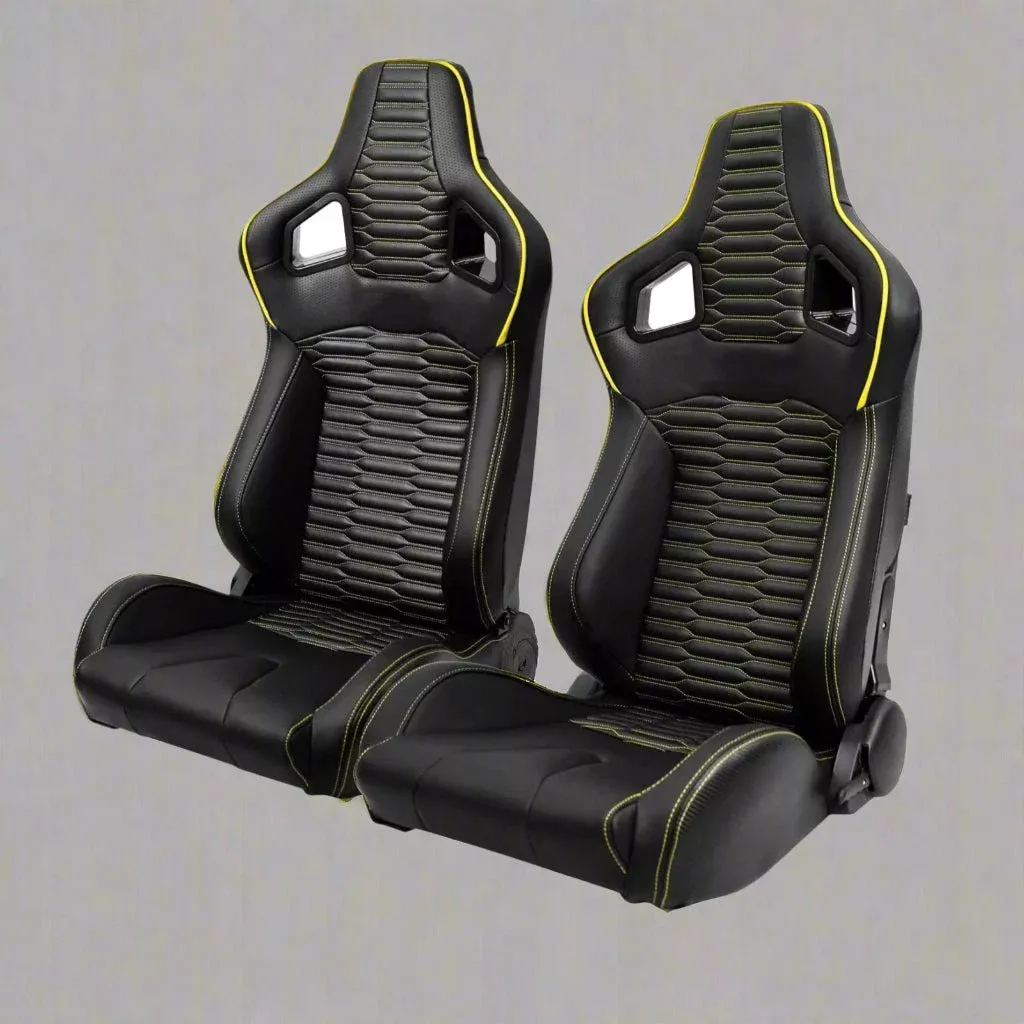 2PCS Universal Adjustable Racing Seats – PVC Leather Bucket Style for Cars & Trucks