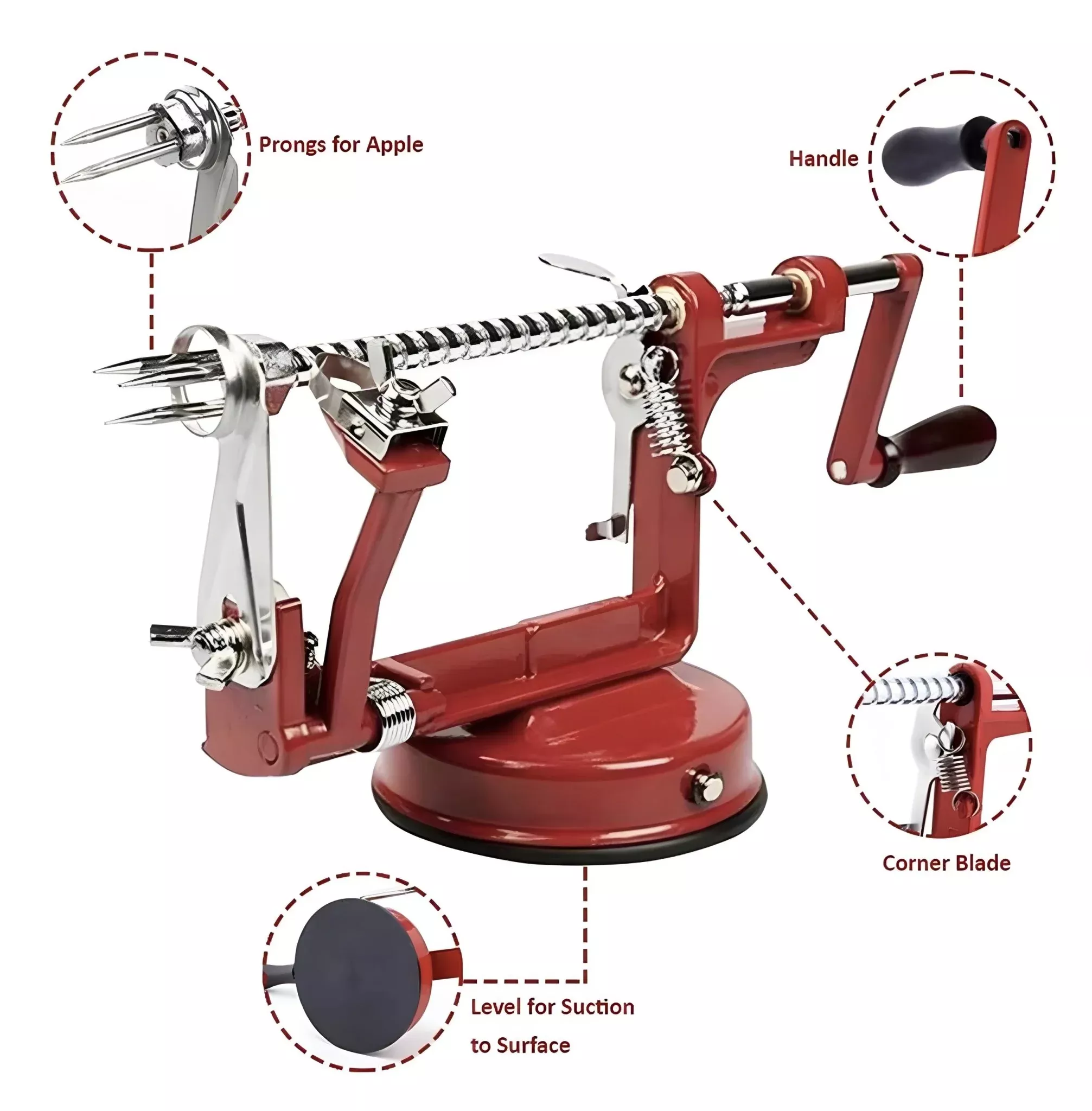 3-in-1 Apple & Pear Peeler, Corer, Slicer, and Potato Cutter – Stainless Steel Hand Crank | SKU: 17APP
