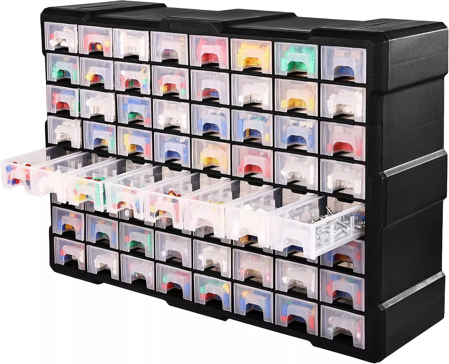 64 & 44 Drawer Plastic Parts Storage Cabinet – Stackable Organizer for Tools, Hardware & Crafts