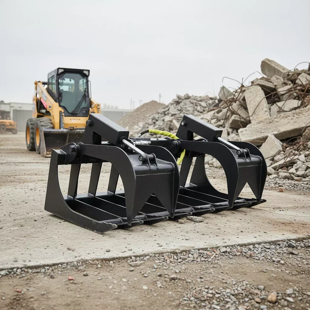 72" & 84" Rock Grapple Buckets for Skid Steer – Heavy-Duty with Dual Hydraulic Cylinders