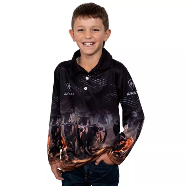 Ariat Boys Cattle Herd LS Fishing Shirt