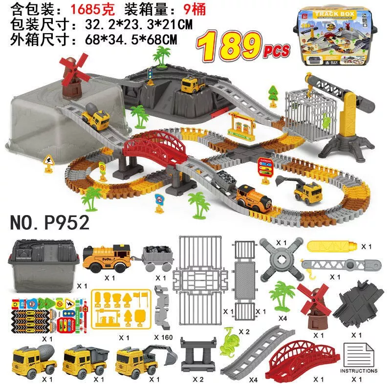 Engineer Track Set with Storage Case – 189 Pcs Construction Play Set 1912124