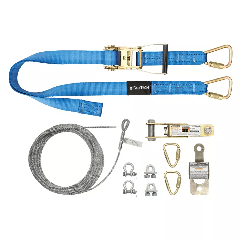 FallTech 60' SteelGrip Plus Temporary Cable Horizontal Lifeline System without Anchors 620060R