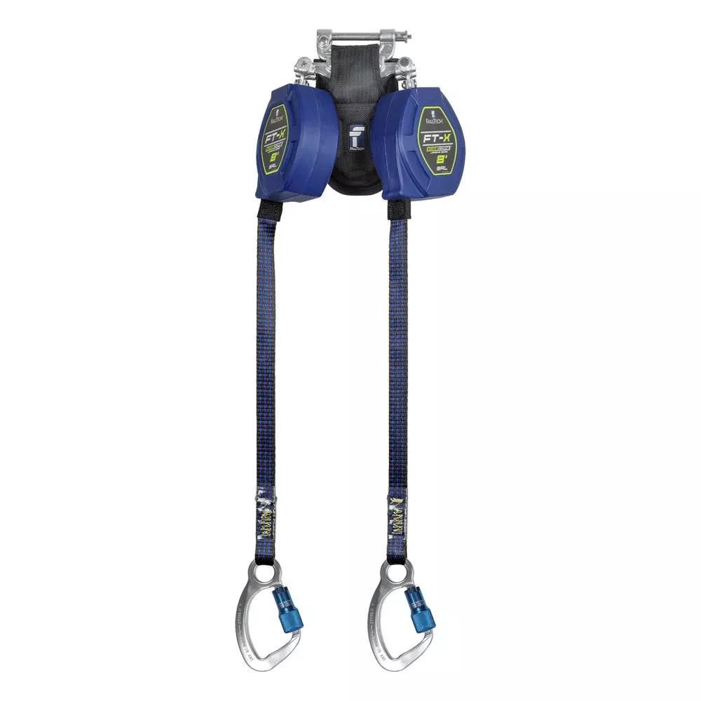 FallTech FT-X EdgeCore Twin-Leg Leading Edge Personal SRL w/ Aluminum Carabiners - 8 ft.