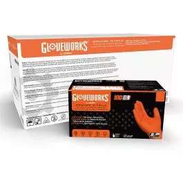Gloveworks by Ammex GWON46100 Industrial Orange Nitrile Gloves