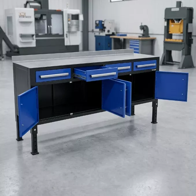 Heavy-Duty Steel Welding Table & Tool Bench – Industrial Workbench with Storage Drawers