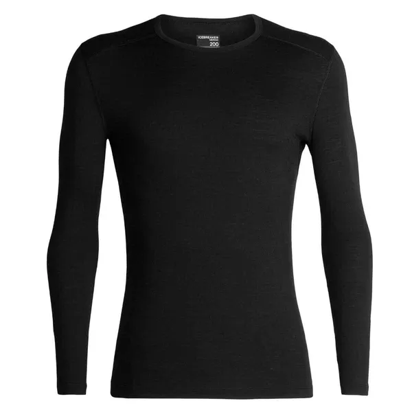 Icebreaker Men's Merino 200 Oasis Long Sleeve Crewe Thermal Top - Black
