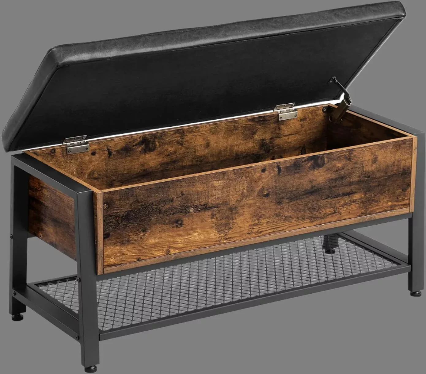 Industrial Storage Bench with Padded Seat & Lower Shelf | Bed-End Entryway Organizer – Model LSB478X