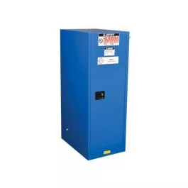 Justrite 865428 54 Gallon, 3 Shelf, 1 Door, Self Close, Hazardous Material Cabinet, Sure-Grip EX Deep Slimline, Royal Blue