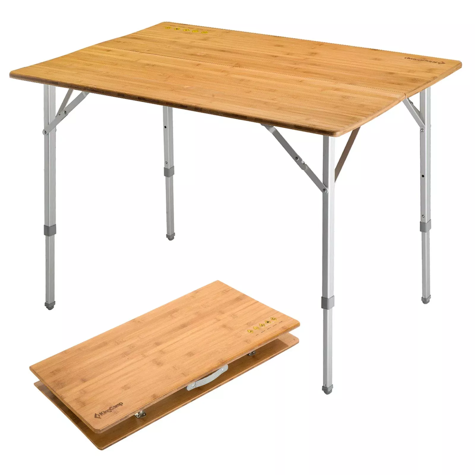 KingCamp 2-Folded 4 People Bamboo Adjustable Camping Table (39x28)