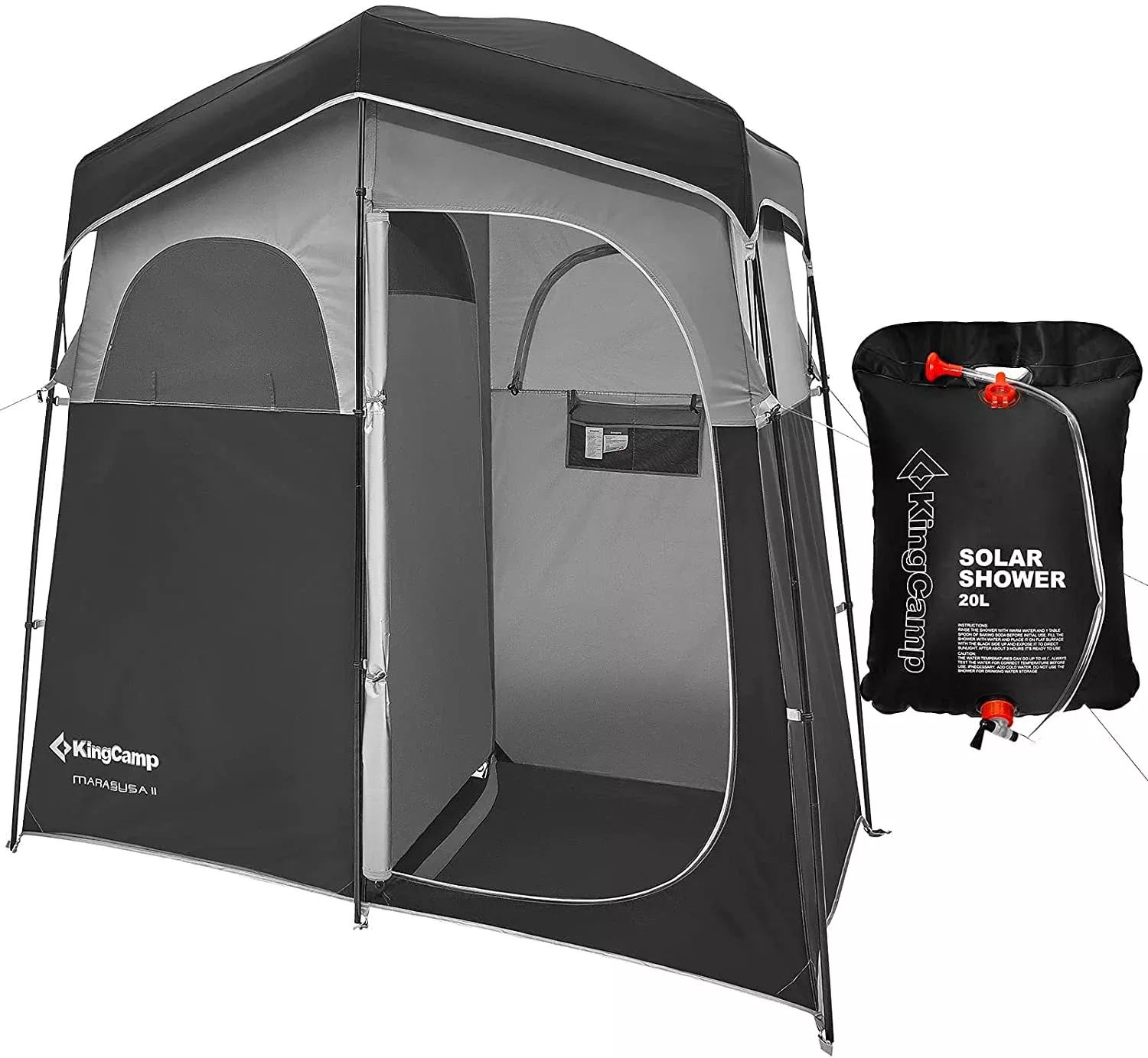 KingCamp Double Shower Tent with Solar Shower