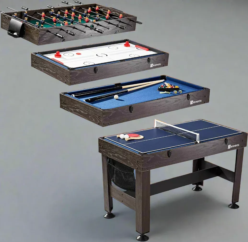 MD Sports 4-in-1 Games Combination Table – Billiards, Table Tennis, Slide Hockey, and Foosball | SKU: 1122359