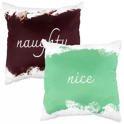 "Naughty/Nice" Decorative Pillow