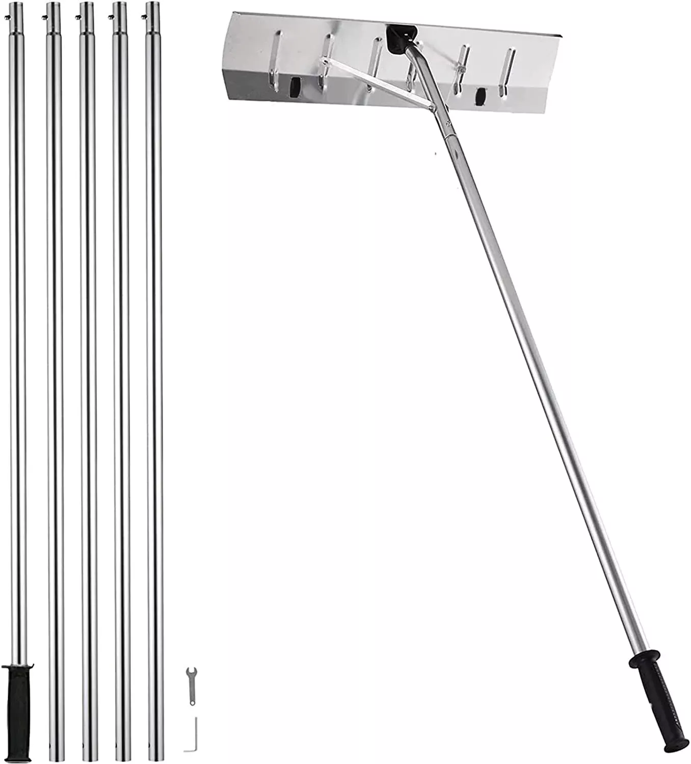 New 20FT Telescopic Aluminum Roof Snow Rake – Lightweight Snow Removal Shovel with Blade S1164