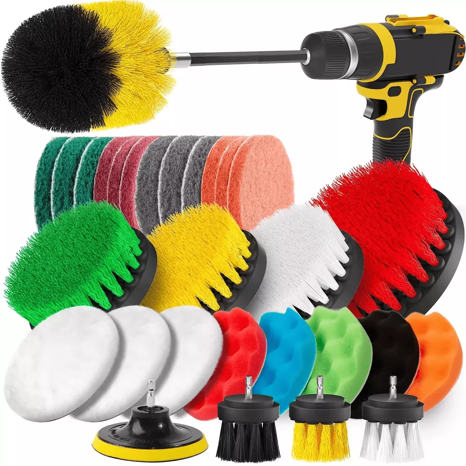 New 30 PCS Drill Power Scrubber Brush Set – Cleaning Attachment Kit for Bathroom, Kitchen, Car & More 30PDB