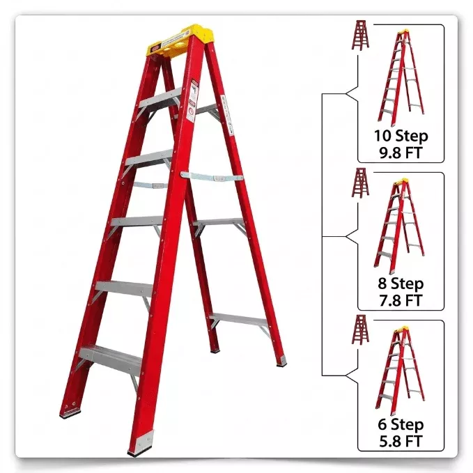 NEW Folding Fiberglass Step Ladder – Heavy-Duty Non-Conductive Utility Ladder for Home & Jobsite