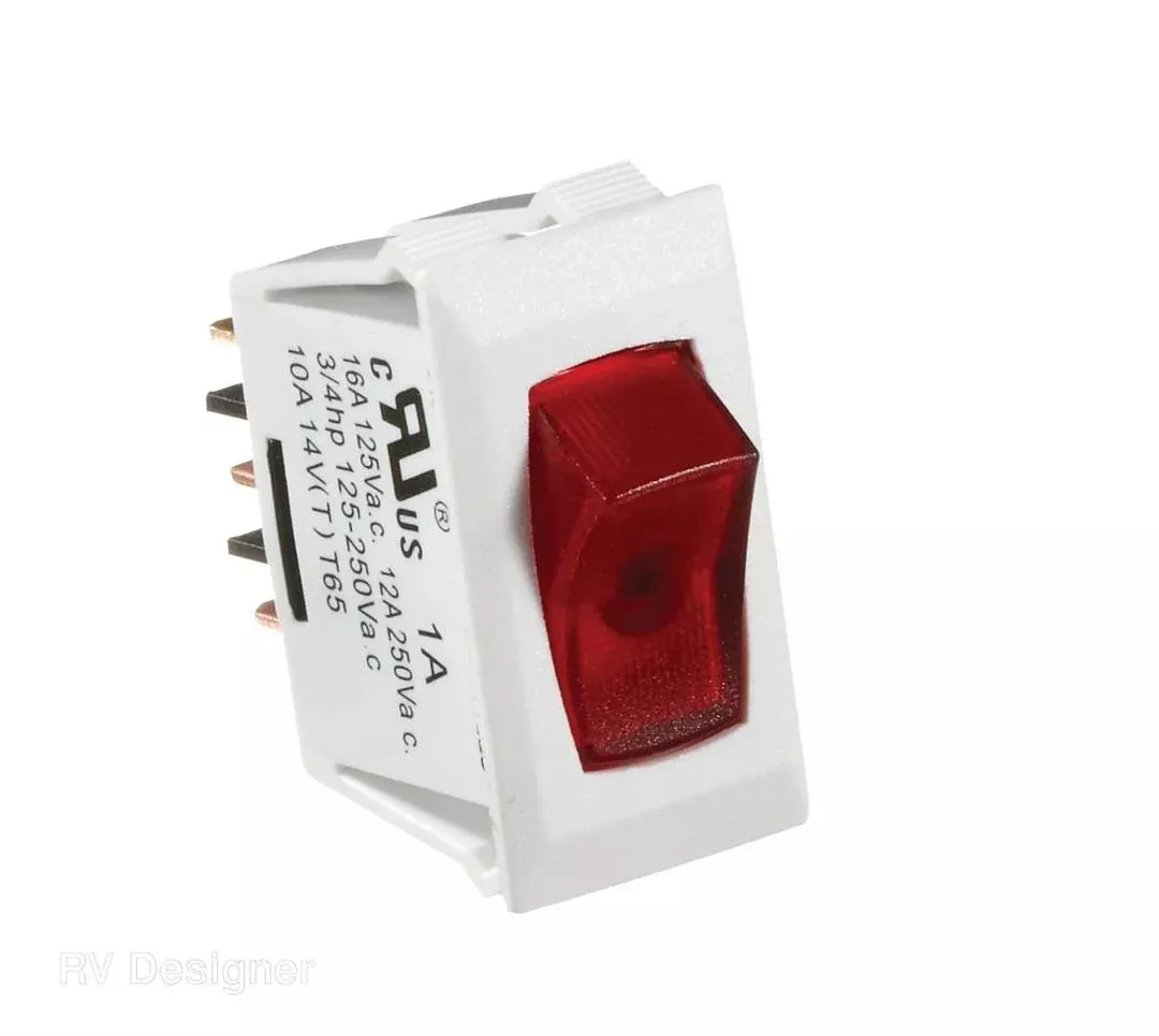 RV Designer Multi Purpose Switch, White/Red