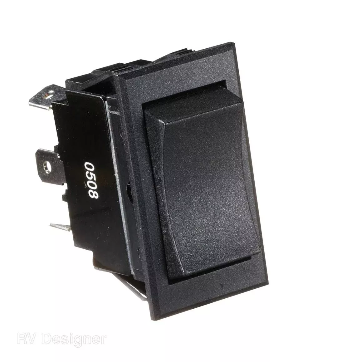 RV Designer On/Off/On Rocker Switch, Momentary, Black
