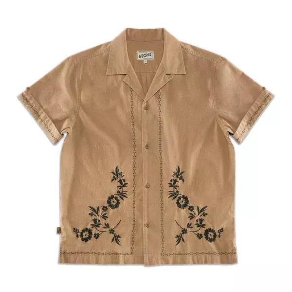 &SONS Luca Embroidered Shirt Tan