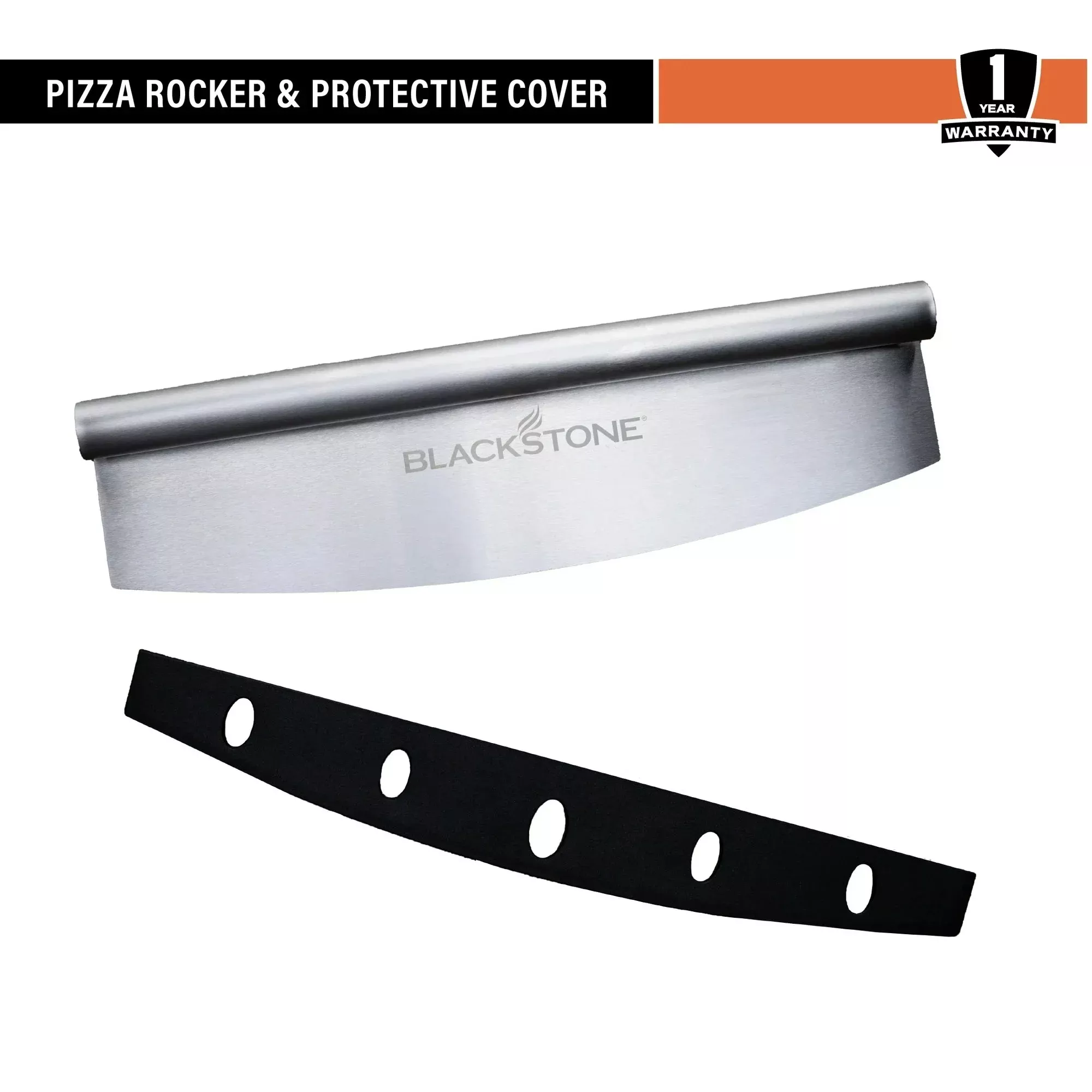 Stainless Steel Pizza Rocker Cutter with Blade Guard, 13.8" Curved Blade & Tube Handle PZ1003