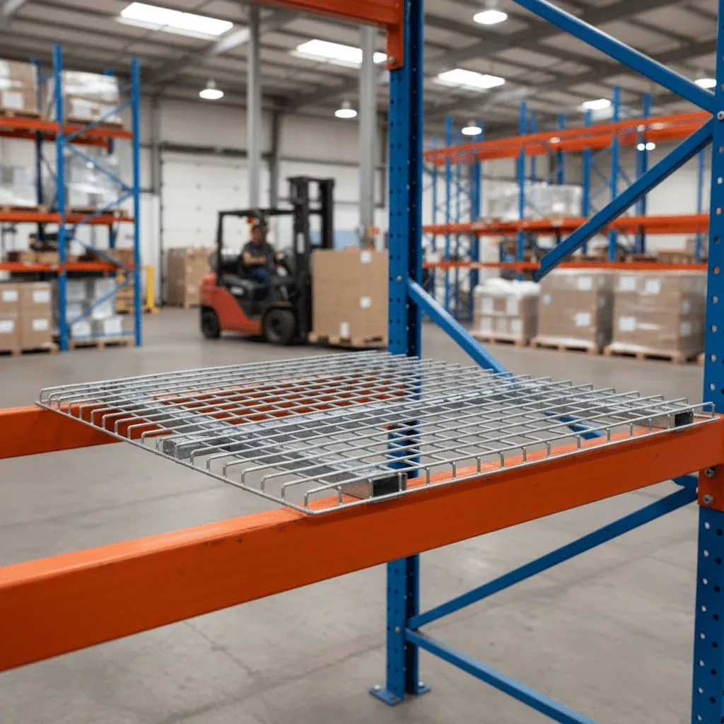 Wire Decking Mesh Panels – Heavy-Duty Silver Racking for Industrial Pallet Storage