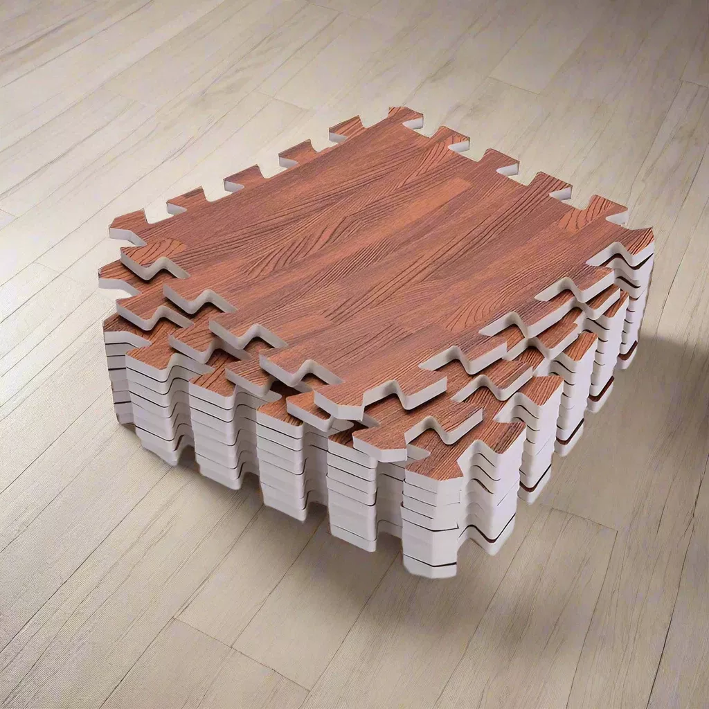 Wood Grain EVA Interlocking Foam Floor Tiles – Anti-Fatigue Mats for Home & Gym Use