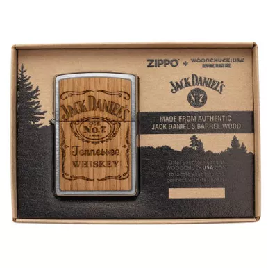 Zippo Jack Daniels Woodchuck Emblem Wood Lighter
